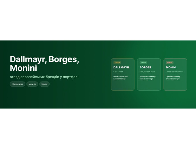 Dallmayr, Borges, Monini: огляд європейських брендів у портфелі