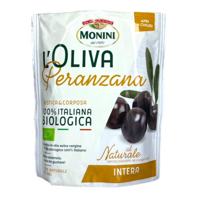 Оливки Monini BIO PERANZANA чорні з кісточкою 150 г