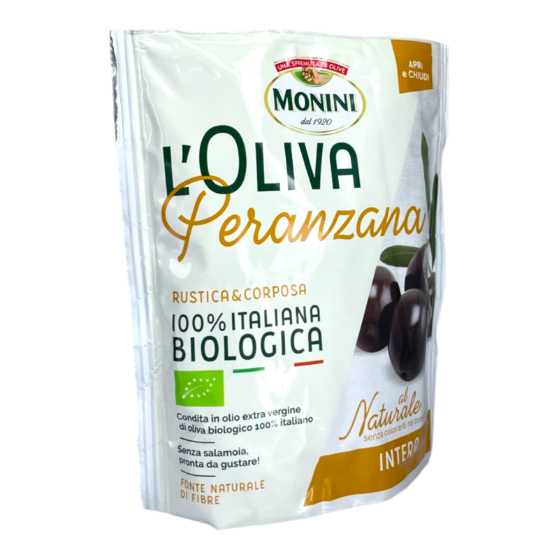 Оливки Monini BIO PERANZANA чорні з кісточкою 150 г
