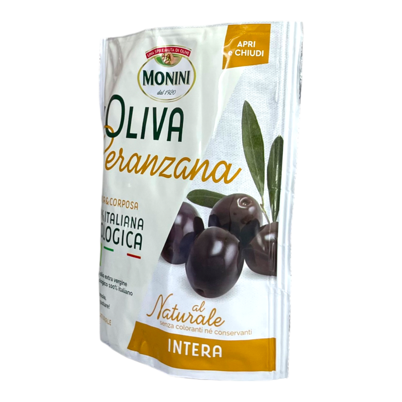 Оливки Monini BIO PERANZANA чорні з кісточкою 150 г