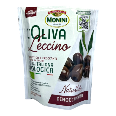 Оливки Monini  BIO LECCINO чорні без кісточки 150 г