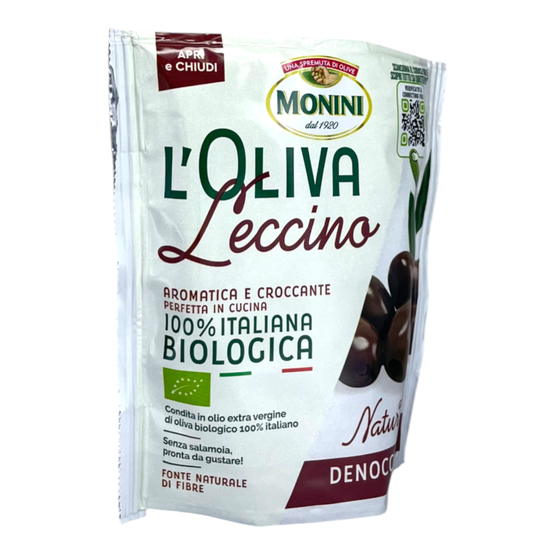 Оливки Monini  BIO LECCINO чорні без кісточки 150 г