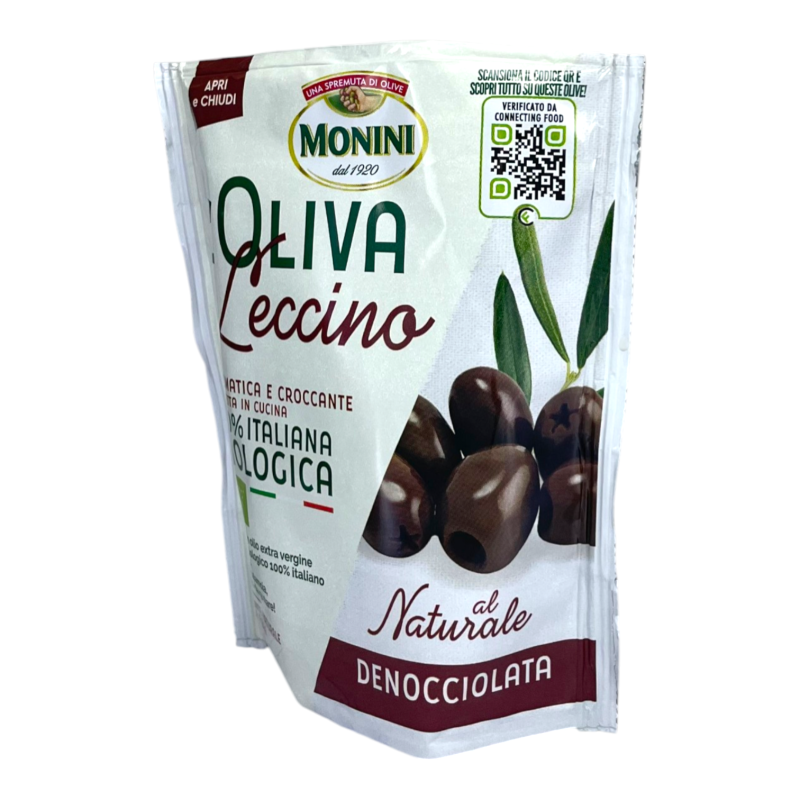 Оливки Monini  BIO LECCINO чорні без кісточки 150 г