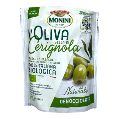 Оливки Monini BIO Bella Di CERIGNOLA зелені без кісточки 150 г