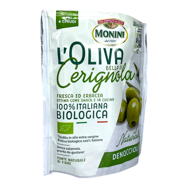 Оливки Monini BIO Bella Di CERIGNOLA зелені без кісточки 150 г