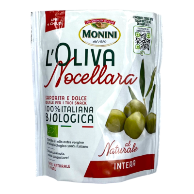 Оливки Monini BIO NOCELLARA зелені з кісточкою 150 г